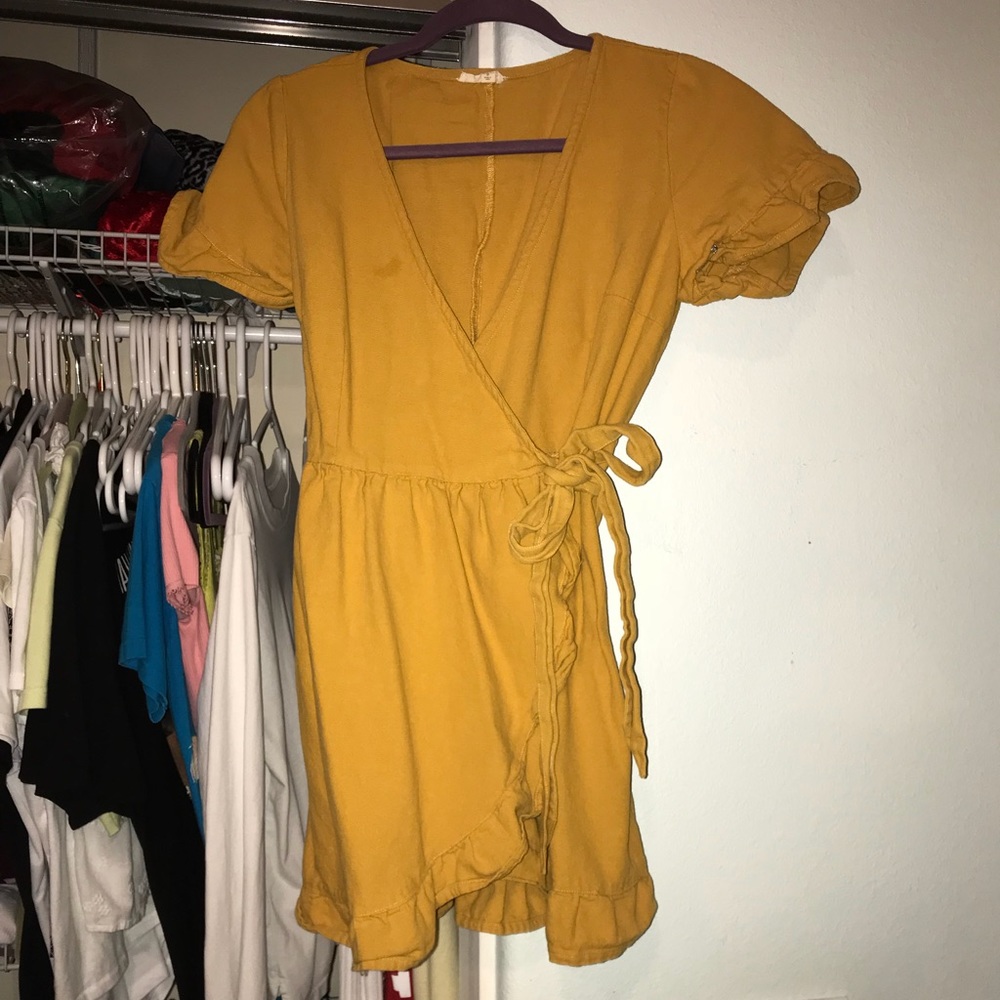 Mustard yellow wrap dress